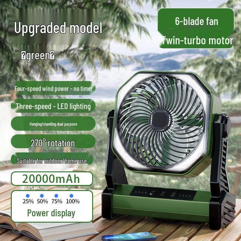 Portable Outdoor Camping Fan with Long-Lasting Battery - Oscillating Electric Fan for Fishing & Camping