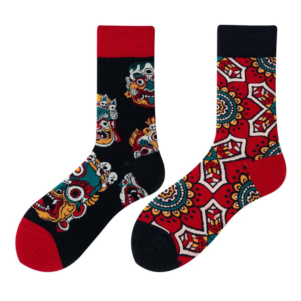 SMLSOX Summer Asymmetrical Mandarin Duck Couple Mid-Calf Colorful Christmas Cotton Fashion Socks