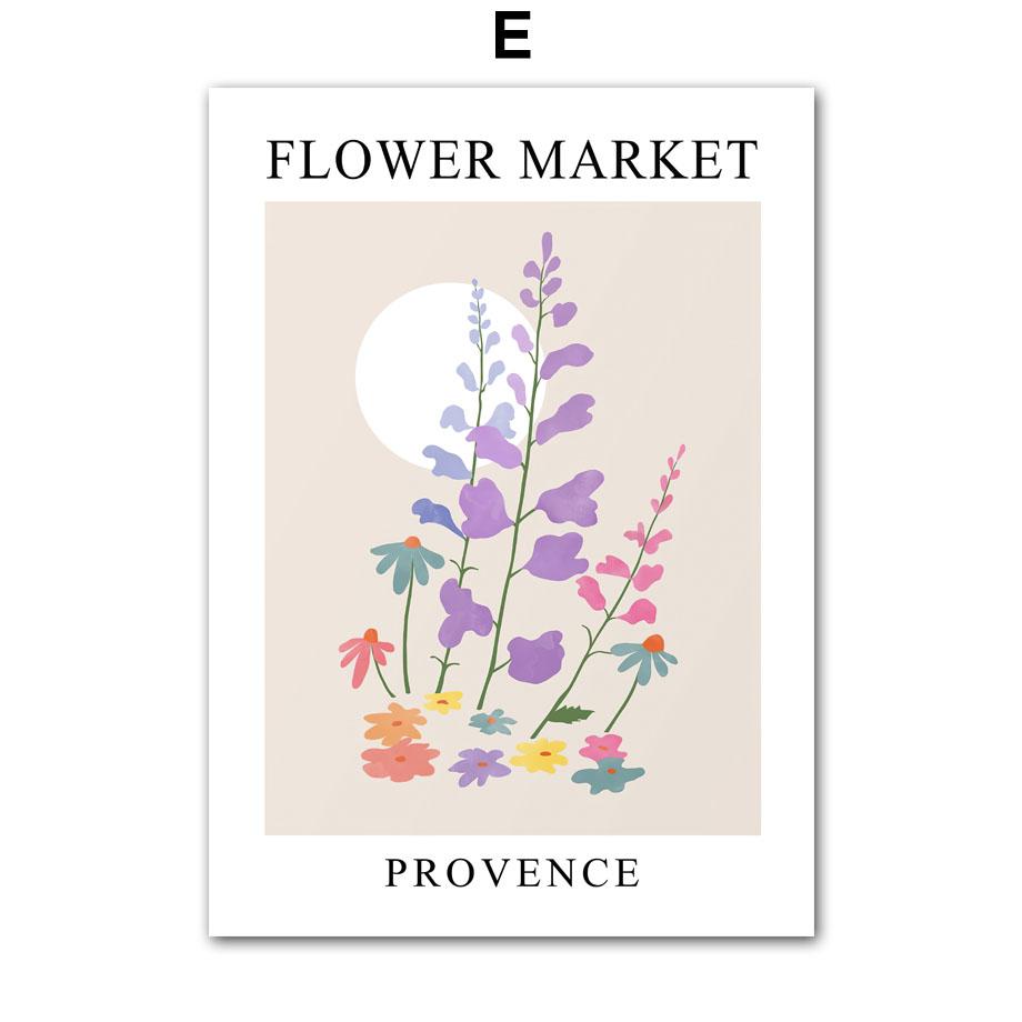 Flower Poster Canvas Painting Abstract Art Flower Market Print Nordic Style Wall Art Picture for Living Room Home Decoration
