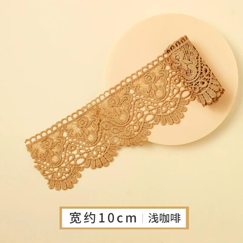 Colorful Hollow Out Floral Embroidered Lace Ribbon DIY Apparel Sewing Fabric 10cm Wide Handmade Crafts Water Soluble Lace Tape