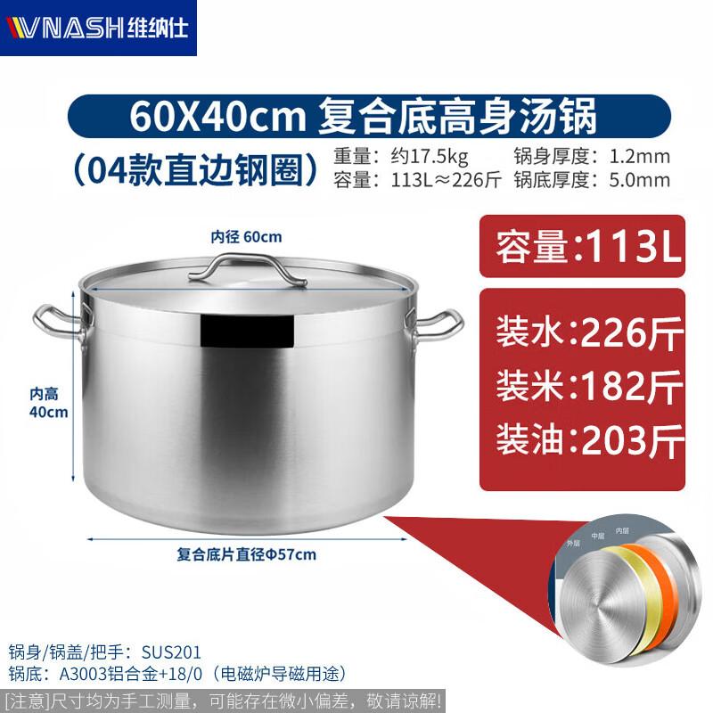 Venus Stainless Steel Thickened 3-Layer Bottom Soup Pot with Lid