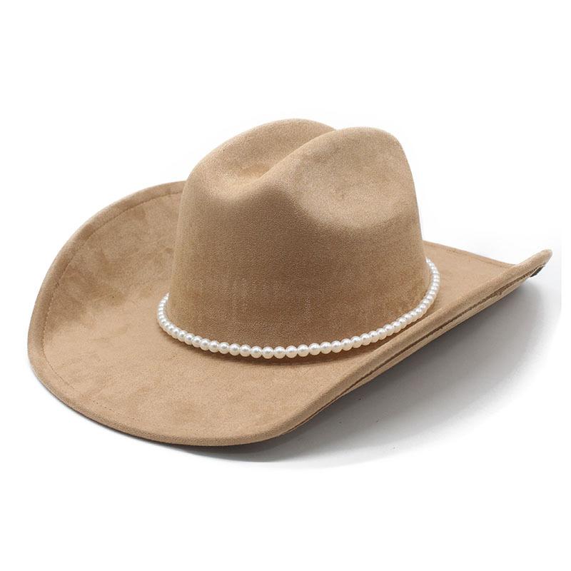 Pearl Suede Western Cowboy Hat Jazz Hat Ethnic Cowboy Hat