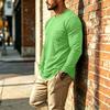 Men's Casual Long Sleeve Round Neck T-Shirt with Pocket for Everyday Wear
