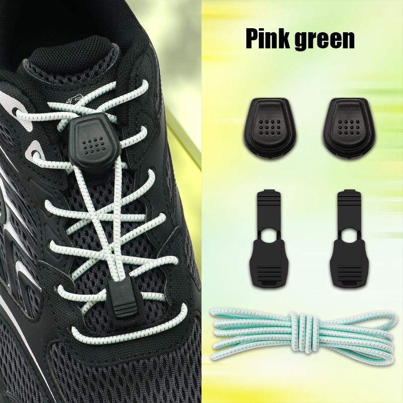 1Pair Press Lock Buckle Lazy Shoe Laces Elastic Round Shoelaces with For Kids Adults Suitable for A Variety of Shoes