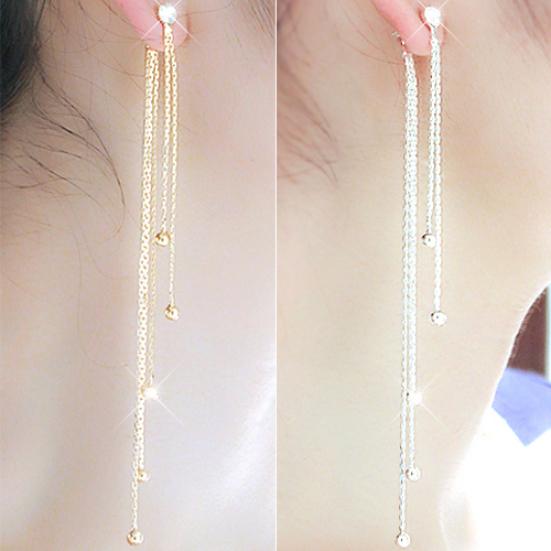 Women's Alloy Long Rhinestone Dangle Cocktail Tassels Drop Party Linear Earrings