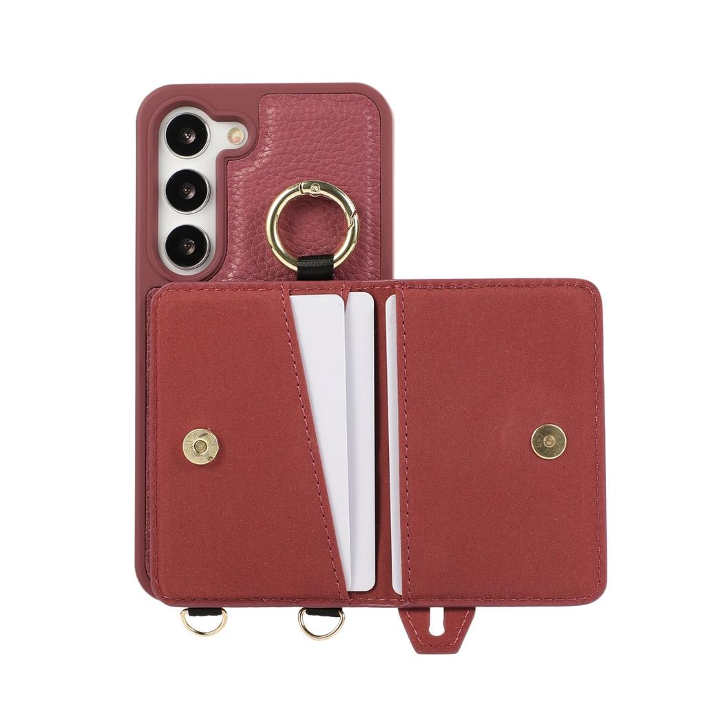 For Samsung Galaxy S23 & S23 Plus Case PU Leather Wallet Bag Grip Strap Holder Shoulder Long Crossbody Lanyard Ring Clasp Cover