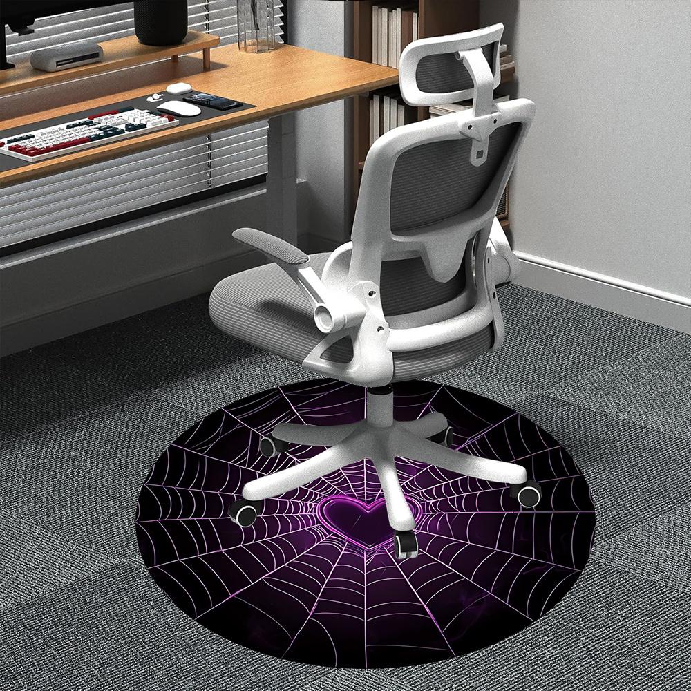 

1pc Spider Web Heart Office Round Area Rug, Indoor Mat Suitable ForOffice, Under Office Chairs Bedroom Living Room Home Decor, Room Deco q102 80cm by 80cm