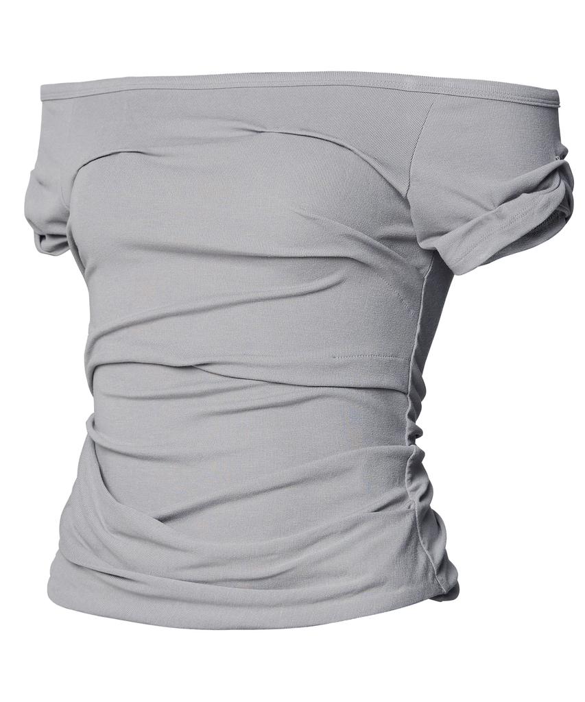 Peulleeoeob Draped Top (Fl-130_Gray)