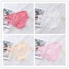 Girls' Sexy Lace Briefs Breathable Underwear with Butterfly Knot Carved Mid Air Waist Knickers Solid Color Women's Triangle Panties