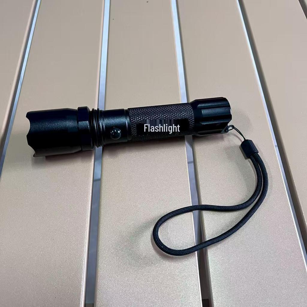 Rechargeable High-Intensity LED Strobe Flashlight - Black, for Camping, Emergency, and Searchlight Use