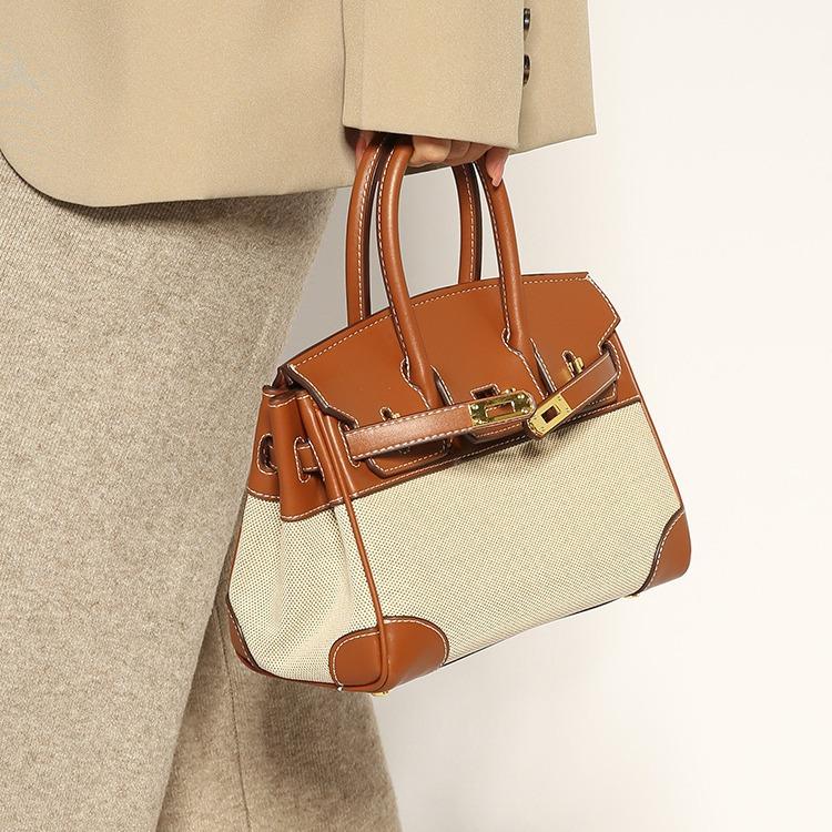 Autumn and Winter New Linen Mini Platinum Bag, High-end Fashion, Simple and Versatile, Portable Single Shoulder Oblique Span Temperament Women's Bag