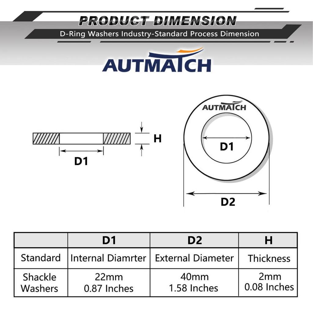 AUTMATCH Shackle Washer Kit (16 Pack) - Rubber Spacer for