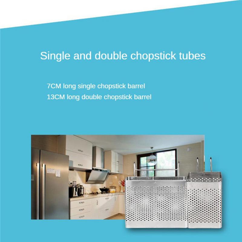 Rostfritt stål Chopsticksställ Bestickhållare Organizer Besticktork Avrinningsställ Hylla med krokar Kökstillbehör