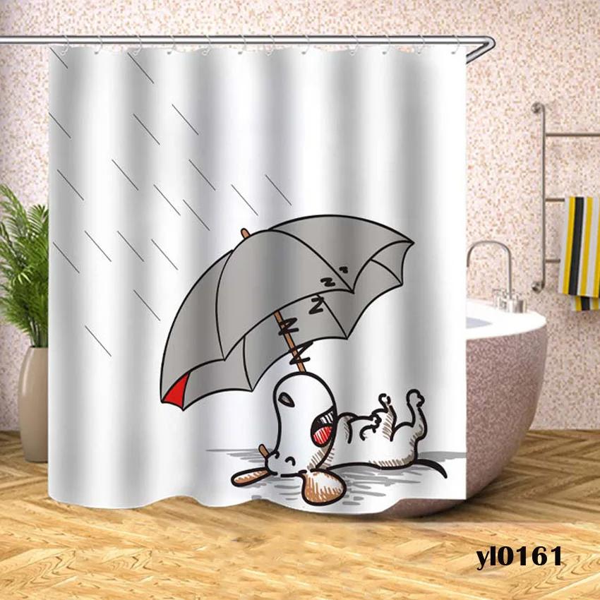 Cartoon Animals Shower Curtains Dogs Cats Waterproof Bath Curtains For Bathroom Bathtub Large Wide Bathing Cover Rideau De Bain
