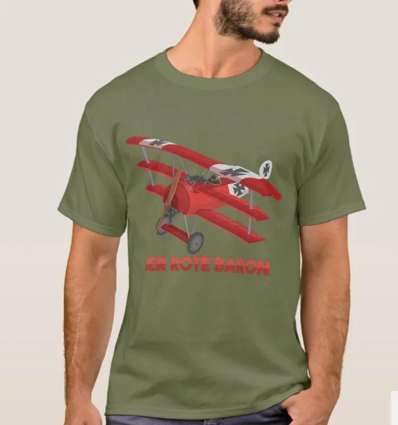 Red Baron Flying Fokker Dr1 Triplane Fighter Aircraft T-Shirt Short Sleeve Casual 100% Cotton O-Neck Mens T-shirt Size S-3XL