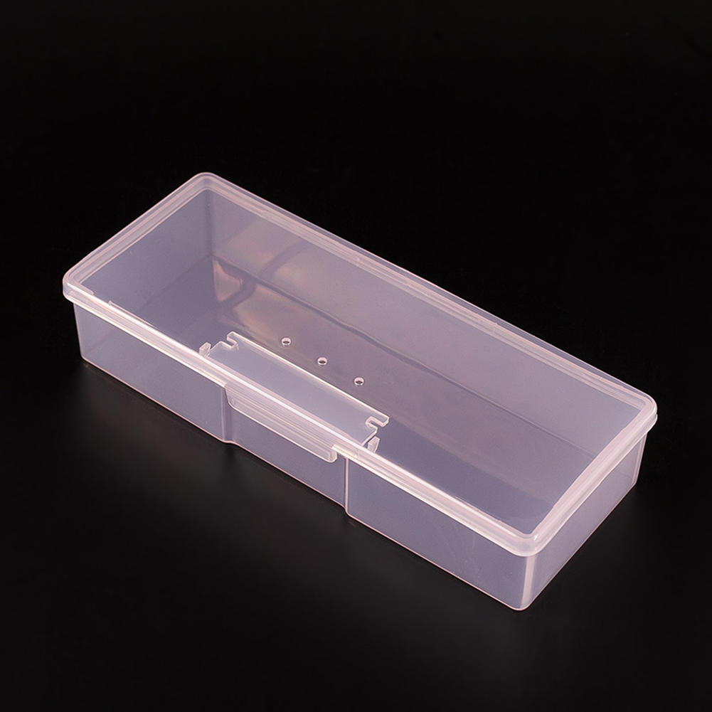 Plastic Transparent Nail Supplies Tools Storage Box Push Grinding Blocks Organizer Medicine Container 19x7.5x3.9 cm