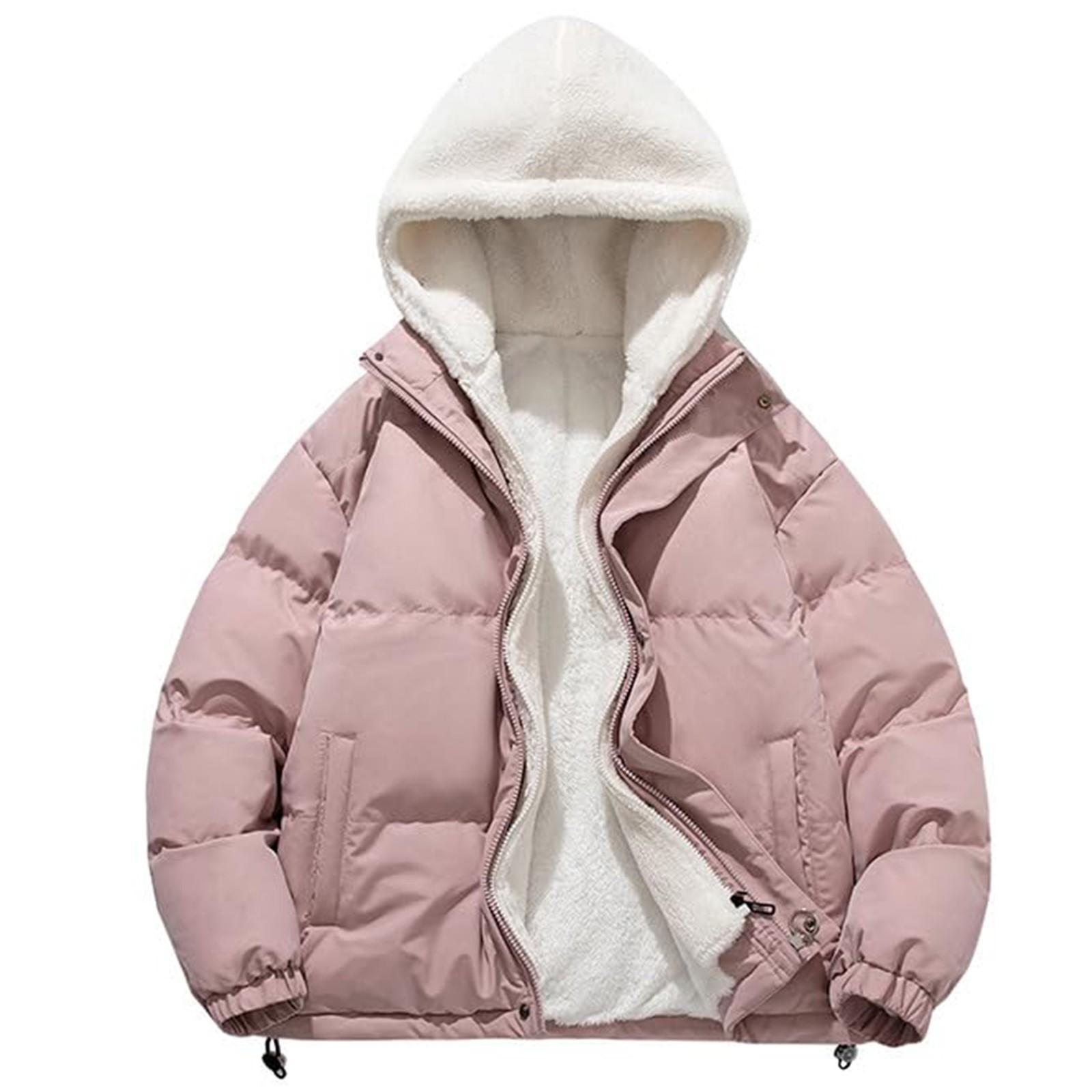 

Мужская повседневная модная трендовая куртка с капюшоном и подкладкой из овечьей шерсти M розовый