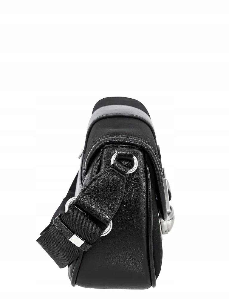 David Jones women's messenger bag, black faux leather