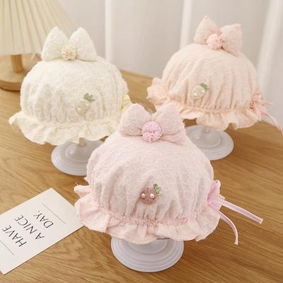 Chapeau Bob Doux pour Bébés Filles, Mignon Nœud Dentelle Volant, Chapeau de Pêcheur pour Nouveau-né Printemps Automne, Casquettes de Protection Solaire pour Bébés