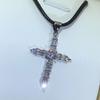 925er Sterlingsilber Beliebter Weißer Zirkonia Kreuz Anhänger Neue Halskette Für Damen Party Geburtstag Schmuck Geschenk
