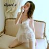 Sexy Lingerie Inner Underwear Nightwear One Piece Setup X053 [Agnel x] See-Through Women's (Free, White)