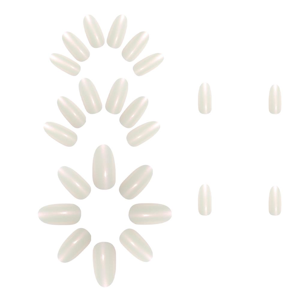 24pcs Minimalist Elegant Daily Aurora White Almond Shaped Fake Nails Nail Tips Set, Suitable For Girls And Ladies For Everyday Use Nail Supplies