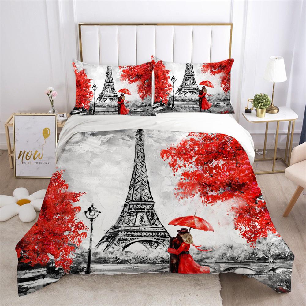 Architectural Printed Bedding Set Microfiber Teens Double Size Bed Set Cover Fashion Highend Home Textiles