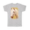 Gift T-Shirt : White Horse Face Classic Drawing Art Artistic Paint Farm Animal