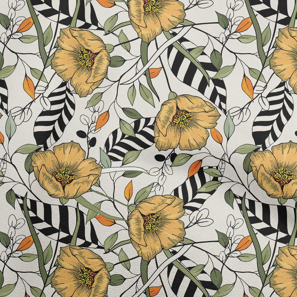 oneOone Bomull Flex Mørk Fersken Stoff Tropisk Blomstermønster Håndverksprosjekter Dekorasjonsstoff Trykt per Yard 40 Tommer