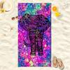 Galaxy Tribal Elefantenprint Strandtuch, Schnelltrocknendes Handtuch für Boho Tropischen Strand Camping