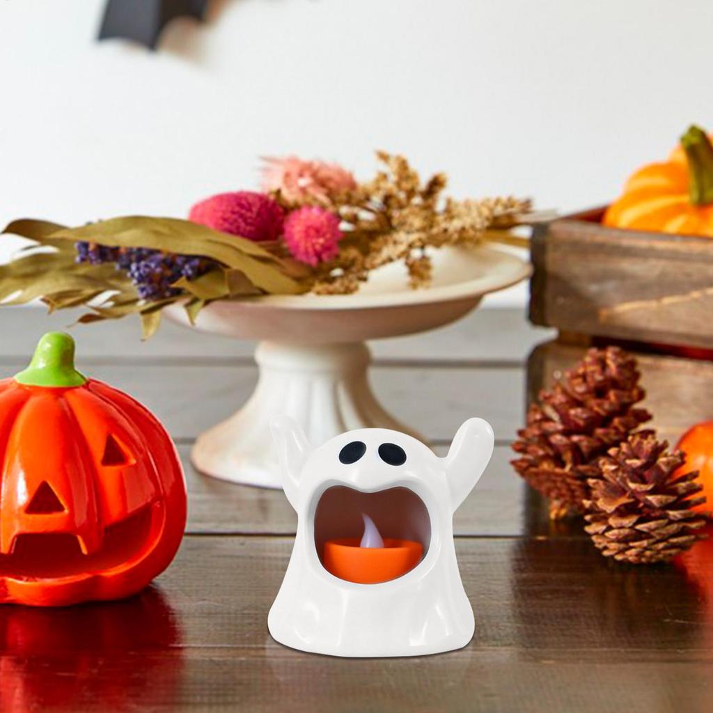 Halloween Decorative Cute Ghost Lamp for Kids Halloween Decorative Figurine Prop with LED Flameless Candles Ghostly