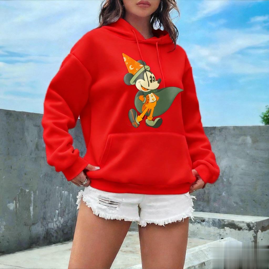 Disney Mickey Graphic Print Hoodie Autumn Women Men Casual Pullover Sweatshirt Streetwear Vintage Cartoon Tops Jacket Daily Wear