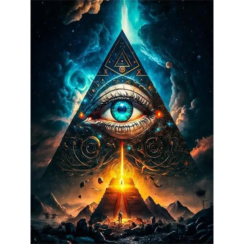 Abstract Eye of Providence Poster For Living Room Home Decor Freemasonry Sign Print  All Seeing Eye Canvas Painting Wall Art 21X30CMNo Framed