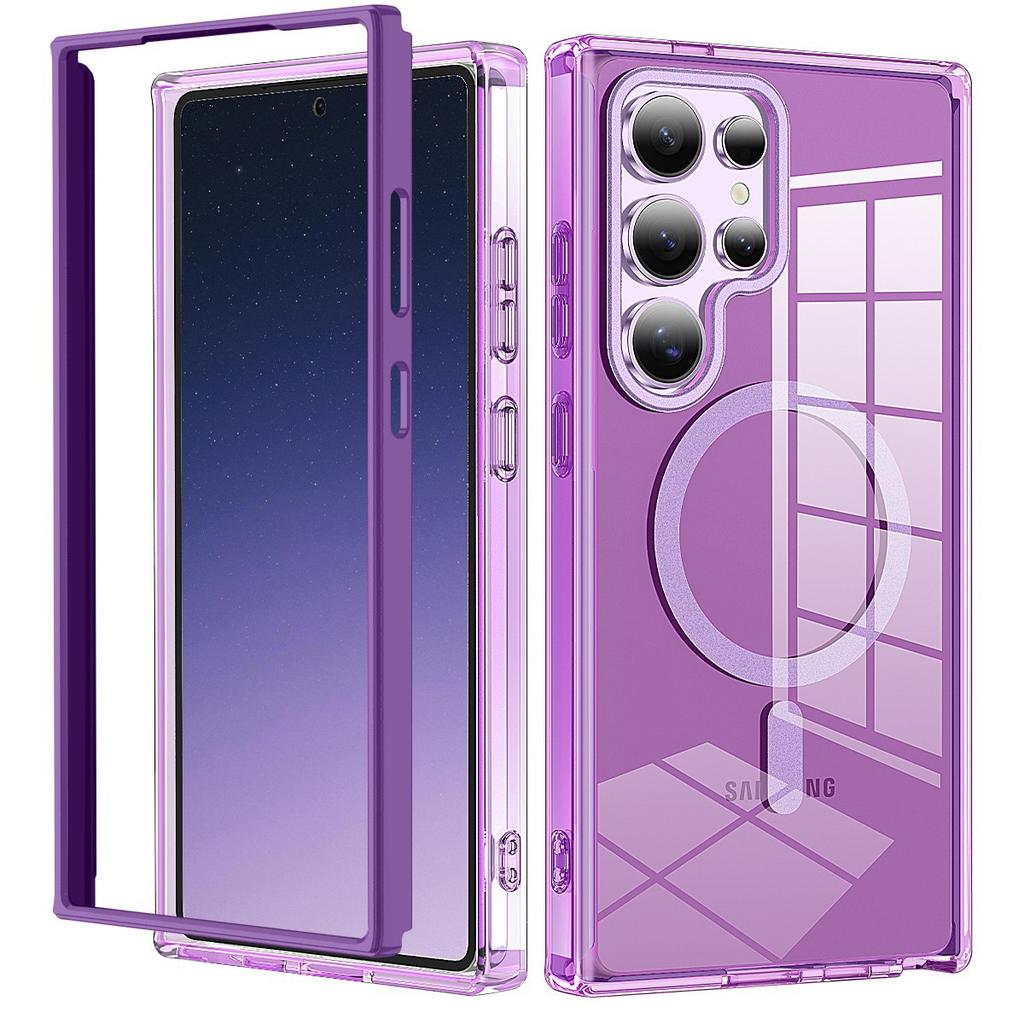 Applicable To Samsung S26Ultra 2-in-1 Magnetic Mobile Phone Case S25Ultra Transparent S24 Anti-drop Protective Case