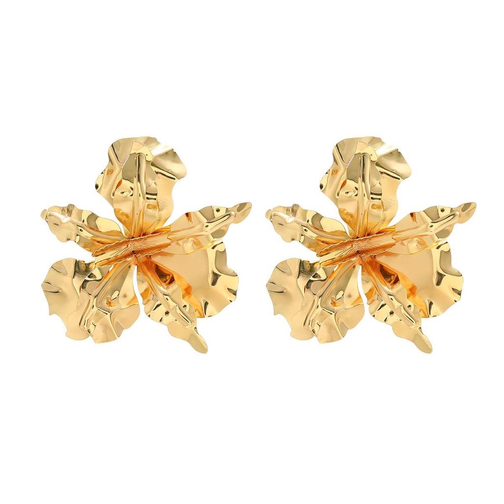 Luxury Gold and Silver Alloy 3D Flower Earrings