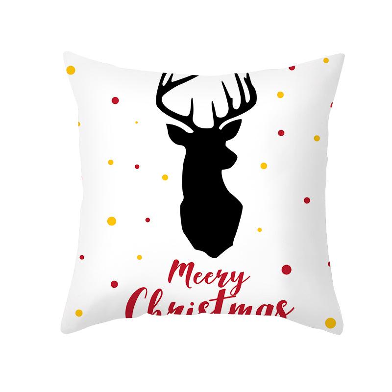 Nordic Christmas Cartoon Reindeer Digital Printing Short Plush Pillow Covers For Car Sofa Office Cushion Cover Home Goods