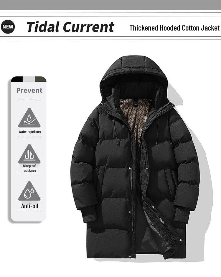 Men's Trendy Cotton-Padded Medium-Length Jacket - Plus Size, Casual, Loose, Versatile, Thick, Warm, Unisex Coat Style