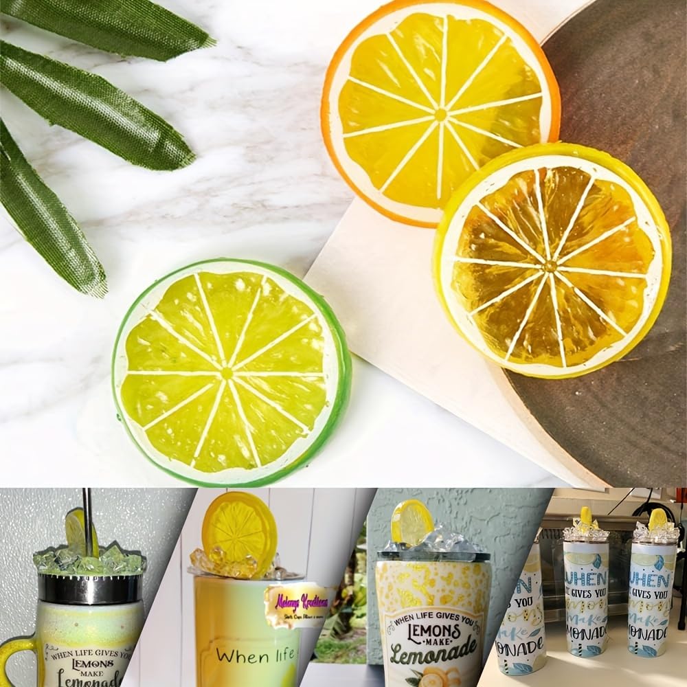 30 Pieces of Artificial Lemon Slice Kitchen Home Decoration Artificial Fruit Ornaments Yellow