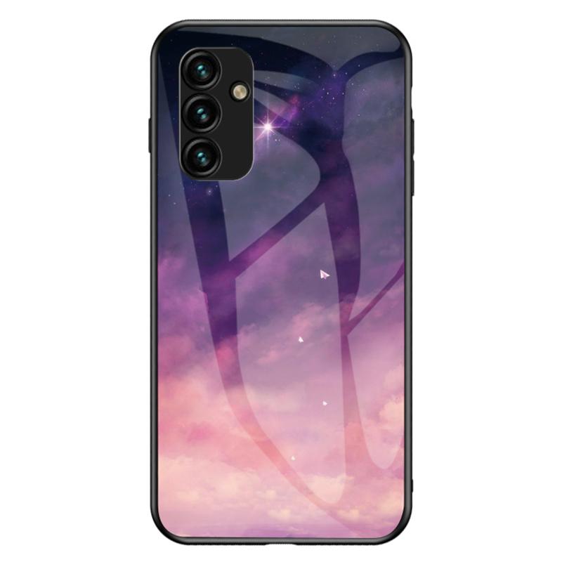 

For Samsung Galaxy A34 5G Starry Sky Pattern Printing Phone Cover Tempered Glass+Hard PC+Soft TPU Shockproof Case Dream Starry Sky