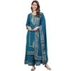 Ishin Women'S Cotton Embroidered A-Line Kurta Suit Set With Dupatta & Sharara Xykplpmmp-3017D_S_Teal
