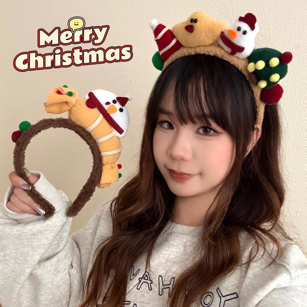 Christmas Plush Snowman Headband - Cute Holiday Hair Accessory for Girls, Perfect for Photos, Performances, Makeup, Face Washing.