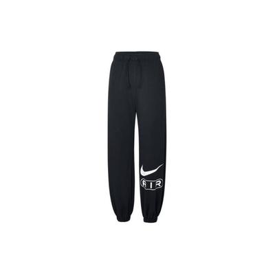 Letter Logo Print Drawstring Casual Cuffed Knit Sports Pants Women Bottoms Black FN1903-010