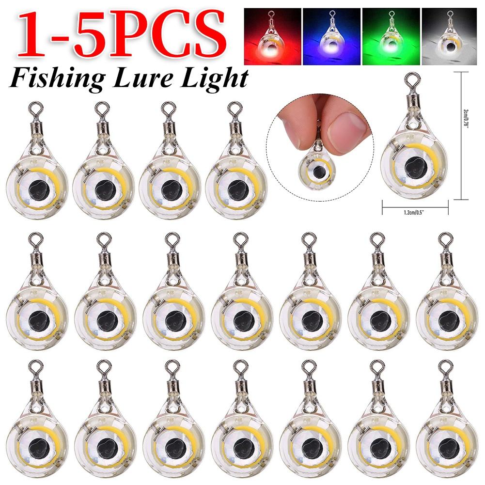 1-5PCS Mini Fishing Lure Light LED Deep Drop Underwater Eye Shape Fishing squids Fishing Bait Luminous Lure for Attracting Fish