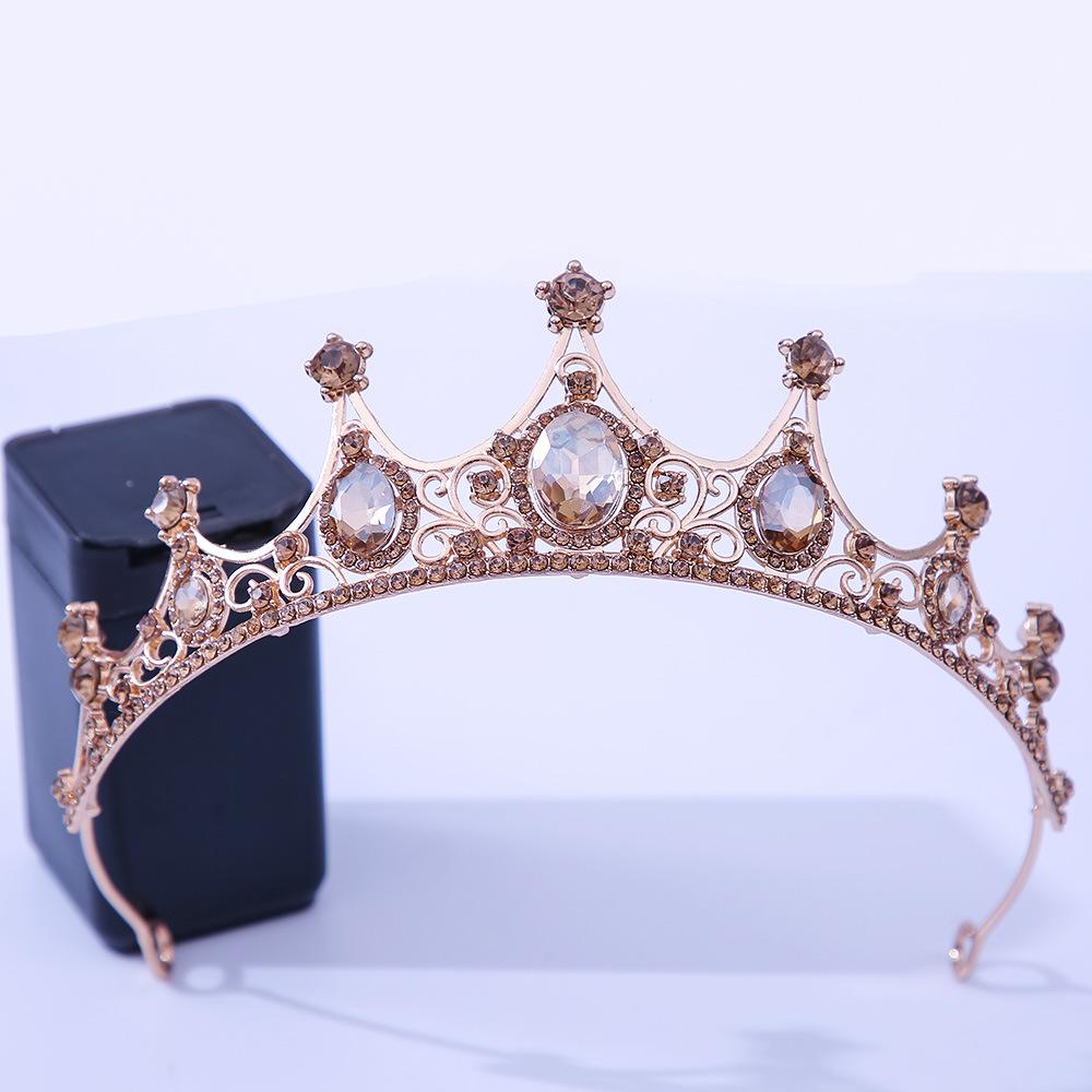 DIEZI Luxury Elegant Purple Rose Red Crystal Crown Hair Accessories Tiara Women Party Rhinestone Bridal Crown New Hair Jewelry