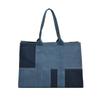 Large capacity bag women's new commuter canvas denim tote bag splicing shoulder oblique span bag