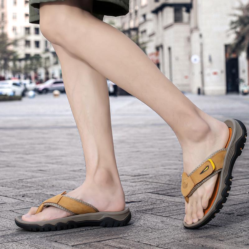 38-47 Ciabatte Estive da Uomo Taglia Grande Infradito in Pelle Sandali Sandali da Spiaggia Uomo Ciabatte in Pelle per Uomo
