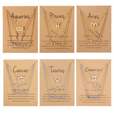 12 Constellation Jewelry Pendant Men Women Girls Necklace Gold  Silver 1PC Charm Necklace Gifts  Beads
