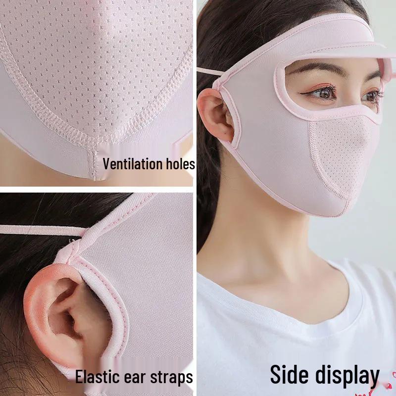 Women's Ice Silk Summer Sun Hat with Breathable Full Face Veil