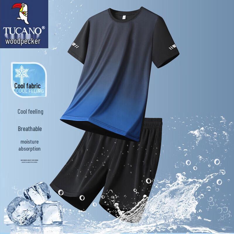 

TUCANO Men s Ice-Feel Breathable T-Shirt & Five-Point Shorts Set L