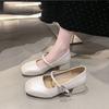 French retro Mary Jane shoes women's 2025 spring and summer new versatile single shoes light mouth silver small leather shoes Doudou shoes